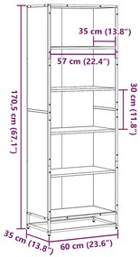 Βιβλιοθήκη Sonoma Oak 60x35x170,5 cm Ξύλινη κατασκευή - Καφέ