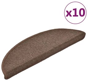 vidaXL Πατάκια Σκαλοπάτια 10 τεμ. Χρώμα Καφέ Καφέ Ημίκυκλα 56x17x3 εκ.