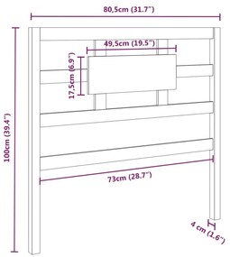 vidaXL Κεφαλάρι Κρεβατιού Γκρι 80,5x4x100 εκ. από Μασίφ Ξύλο Πεύκου