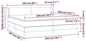 vidaXL Κρεβάτι Boxspring με Στρώμα Σκούρο Γκρι 200x200 εκ. Υφασμάτινο