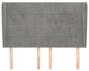 Κεφαλάρι με Πτερύγια Ανοιχτό Γκρι 147x23x118/128 εκ. Βελούδινο - Γκρι