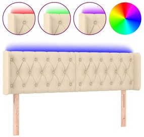vidaXL Κεφαλάρι Κρεβατιού LED Κρεμ 163x16x78/88 εκ. Υφασμάτινο