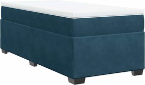vidaXL Κρεβάτι Boxspring με Στρώμα Σκούρο Μπλε 90x200 εκ. Βελούδινο