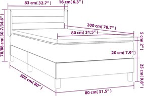 vidaXL Κρεβάτι Boxspring με Στρώμα Μαύρο 80 x 200 εκ. Βελούδινο