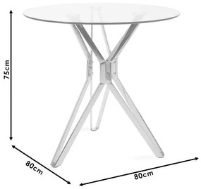 Τραπέζι Aryan στρογγυλό γυάλινο-πόδι inox Φ80x75εκ 80x80x75 εκ.