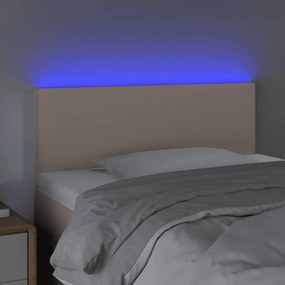 Κεφαλάρι Κρεβατιού LED Καπουτσίνο 90x5x78/88 εκ. Συνθετ. Δέρμα 3121415