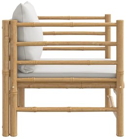 vidaXL Καναπές Κήπου από Μπαμπού με Ανοιχτά Γκρι Μαξιλάρια