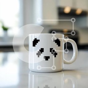 Intra Συλλεκτικό Ξύλινο Παζλ Plywood  4mm - Κούπα Panda Pixelated σε μαρμάρινο πάγκο Σε Ξύλινο Κουτί - Διαστάσεις: 10x10 cm – 25 κομμάτια