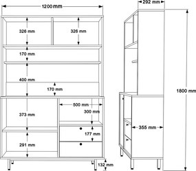 Ντουλάπι Δρυς / Πράσινο NADRAZA 120x35.5x180