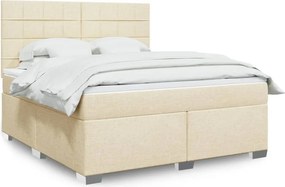 vidaXL Κρεβάτι Boxspring με Στρώμα Κρεμ 180x200 εκ. Υφασμάτινο