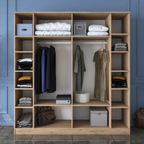 Εξαφυλλη Ντουλαπα Καρυδια/Λευκο BA114 47.3x180x190.8