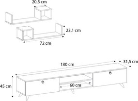 Έπιπλο τηλεόρασης Seddra καρυδί 180x31x45εκ