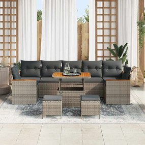 vidaXL Σετ Καναπέ Κήπου με μαξιλάρι 10 pcs Γκρι Πολυ ράταν