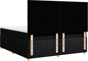 vidaXL Κρεβάτι Boxspring με Στρώμα Μαύρο 200x200 εκ. Υφασμάτινο