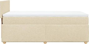 vidaXL Κρεβάτι Boxspring με Στρώμα Κρεμ 100 x 200 εκ. Υφασμάτινο