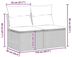 Σετ Καναπέ Κήπου 2 τεμ Μπεζ Συνθετικό Ρατάν με Μαξιλάρια Ακακία - Μπεζ