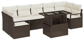 vidaXL Σετ Καναπέ Κήπου 8 pcs Καφέ και κρεμ 100 x 55 x 73 εκ