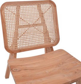Πολυθρόνα Viborg pakoworld φυσικό teak ξύλο-φυσικό rattan 60x75x87εκ