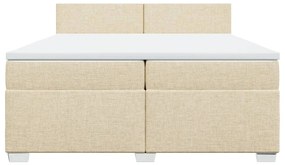 vidaXL Κρεβάτι Boxspring με Στρώμα Κρεμ 200x200 εκ. Υφασμάτινο