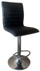 Σκαμπό Bar ArteLibre ENCANTA Μαύρο/Χρώμιο PU/Μέταλλο 41x50x59/94-80/115cm