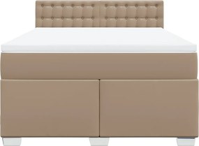 vidaXL Κρεβάτι Boxspring με Στρώμα Καπουτσίνο 140x190εκ.από Συνθ.Δέρμα