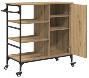 vidaXL Τροχοκαθίσμα Κουζίνας Δρυς Τεχνίτη 87.5x38.5x84.5 cm Επεξεργασμένο Ξύλο