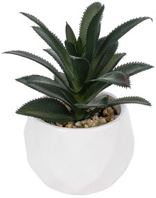 Τεχνητό Φυτό Σε Κασπώ Aloe 20983 Φ9x12cm Green-White GloboStar Clay,Polyethylene
