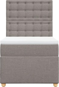 vidaXL Κρεβάτι Boxspring με Στρώμα Taupe 90x190 εκ.Υφασμάτινο