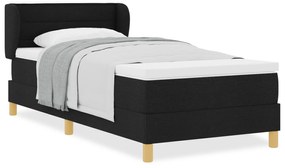 vidaXL Κρεβάτι με ελατήριο και στρώμα σε μαύρο, 90x190 εκ., Υφάσμα