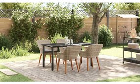 vidaXL Σέτ φαγητού για κήπο 5 pcs Ανοιχτό γκρι συνθετικό ρατάν