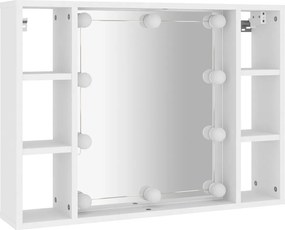 vidaXL Έπιπλο Καθρέπτη με LED Λευκό 76 x 15 x 55 εκ.