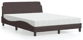 vidaXL Κρεβάτι με Στρώμα Σκούρο Καφέ 140x200 εκ Υφασμάτινο