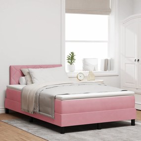 vidaXL κρεβάτι Box Spring με στρώμα rosa Μικρό Διπλό Βελούδο