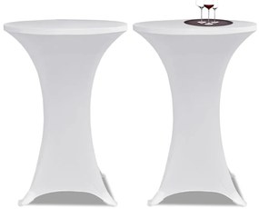 Κάλυμμα Τραπεζιού Stretch 2 τεμ. Λευκό Ø 60 εκ.