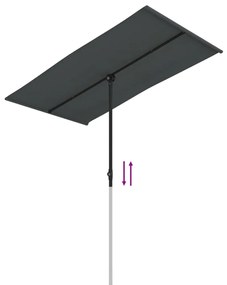 vidaXL Ομπρέλα Κήπου Ανθρακί 180 x 110 εκ. με Ιστό Αλουμινίου