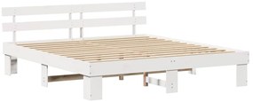 vidaXL Σκελετός Κρεβατιού Λευκό 200 x 200 cm Μασίφ ξύλο πεύκου