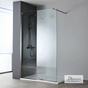 Devon Iwis Walk-in Διαχωριστικό Κρύσταλλο Ντουζιέρας με βραχίονα στήριξης 56-58εκ ύψος 200εκ Black Brushed