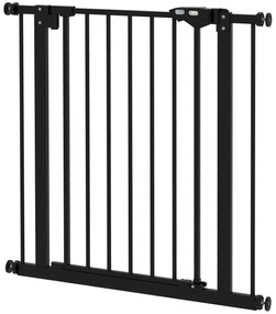Dog Door Gate Barrier Pet Gate Metal Plastic 74-80cm Μαύρο