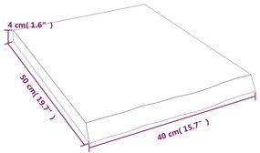 Ράφι Τοίχου 40x50x(2-4) εκ. από Ακατέργαστο Μασίφ Ξύλο Δρυός 363513