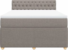 vidaXL Κρεβάτι Boxspring με Στρώμα Taupe 140x190 εκ. Υφασμάτινο