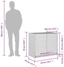 Ντουλάπι Αποθήκευσης Κήπου Καφέ 83x45x76 εκ. Συνθετικό Ρατάν - Καφέ