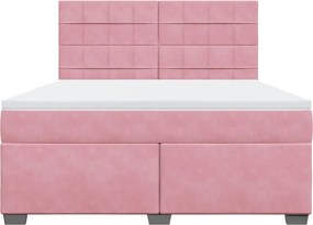 vidaXL Κρεβάτι Boxspring με Στρώμα Ροζ 180x200 εκ. Βελούδινο