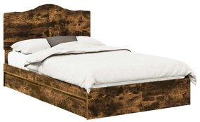 vidaXL Κρεβάτι Αποθήκης Καπνιστό Δρύς 120 x 200 cm Επεξεργασμένο ξύλο