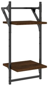 vidaXL Ράφια Τοίχου Σετ 4 τεμ. με Μπάρες Καφέ Δρυς Επεξεργασμένο ξύλο