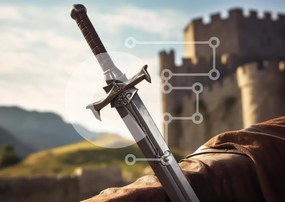 Intra Συλλεκτικό Ξύλινο Παζλ Plywood 4mm - Σπαθί και Κάστρο Σε Ξύλινο Κουτί - Διαστάσεις: 10x10 cm – 25 κομμάτια