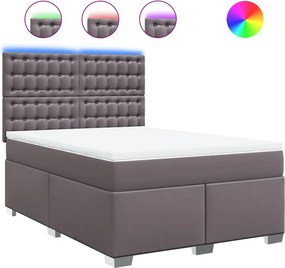 vidaXL Κρεβάτι Boxspring με Στρώμα Γκρι 160x200εκ. από Συνθετικό Δέρμα
