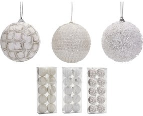 Χριστουγεννιάτικη Μπάλα Λευκό 60mm Σετ 10Τμχ Σε 3 Σχέδια