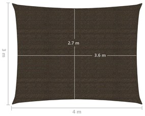 Πανί Σκίασης Καφέ 3 x 4 μ. από HDPE 160 γρ./μ²   - Καφέ