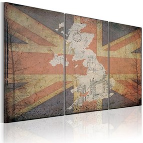 Πίνακας - Map of Great Britain - triptych 90x60