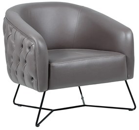 Artekko Udraan Moon Γκρι Πολυθρόνα με Τεχνόδερμα (75x75x80)cm Artekko 783-7064